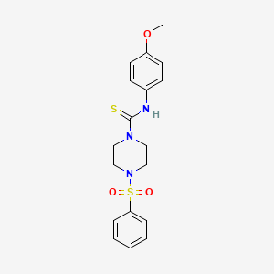 molecular formula C18H21N3O3S2 B5716037 N-(4-methoxyphenyl)-4-(phenylsulfonyl)-1-piperazinecarbothioamide 