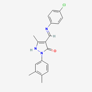 molecular formula C19H18ClN3O B5716213 4-{[(4-chlorophenyl)amino]methylene}-2-(3,4-dimethylphenyl)-5-methyl-2,4-dihydro-3H-pyrazol-3-one CAS No. 5631-52-7