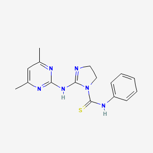 molecular formula C16H18N6S B5716328 2-[(4,6-dimethyl-2-pyrimidinyl)amino]-N-phenyl-4,5-dihydro-1H-imidazole-1-carbothioamide 