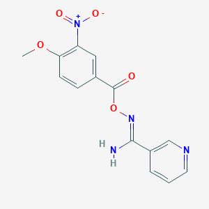 molecular formula C14H12N4O5 B5716384 N'-[(4-methoxy-3-nitrobenzoyl)oxy]-3-pyridinecarboximidamide 