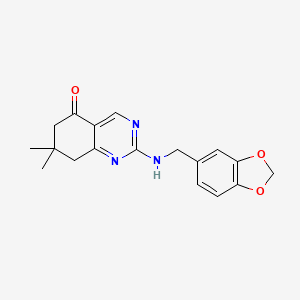 molecular formula C18H19N3O3 B5716402 2-[(1,3-benzodioxol-5-ylmethyl)amino]-7,7-dimethyl-7,8-dihydro-5(6H)-quinazolinone 