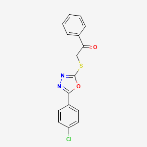 molecular formula C16H11ClN2O2S B5716561 2-{[5-(4-chlorophenyl)-1,3,4-oxadiazol-2-yl]thio}-1-phenylethanone 