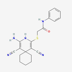 2-[(4-amino-1,5-dicyano-3-azaspiro[5.5]undeca-1,4-dien-2-yl)thio]-N-phenylacetamide