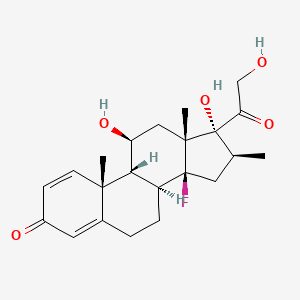 molecular formula C22H29FO5 B571662 14-Fluoro-11beta,17,21-trihydroxy-16beta-methyl-8alpha,9beta,14beta-pregna-1,4-diene-3,20-dione CAS No. 185613-71-2