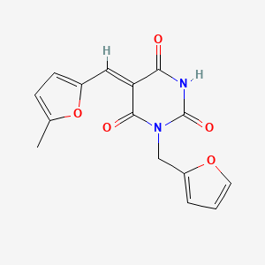 molecular formula C15H12N2O5 B5716662 1-(2-furylmethyl)-5-[(5-methyl-2-furyl)methylene]-2,4,6(1H,3H,5H)-pyrimidinetrione 