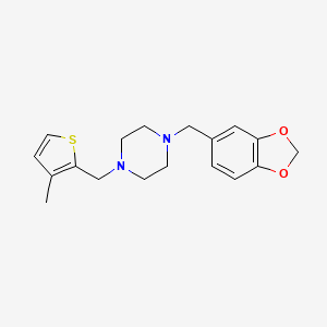 molecular formula C18H22N2O2S B5716781 1-(1,3-benzodioxol-5-ylmethyl)-4-[(3-methyl-2-thienyl)methyl]piperazine 