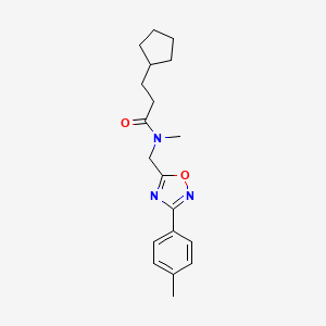 molecular formula C19H25N3O2 B5716842 3-cyclopentyl-N-methyl-N-{[3-(4-methylphenyl)-1,2,4-oxadiazol-5-yl]methyl}propanamide 