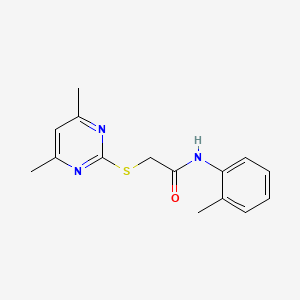 molecular formula C15H17N3OS B5716843 2-[(4,6-dimethyl-2-pyrimidinyl)thio]-N-(2-methylphenyl)acetamide 