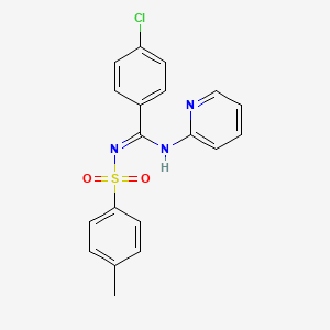 molecular formula C19H16ClN3O2S B5717165 4-chloro-N'-[(4-methylphenyl)sulfonyl]-N-2-pyridinylbenzenecarboximidamide 