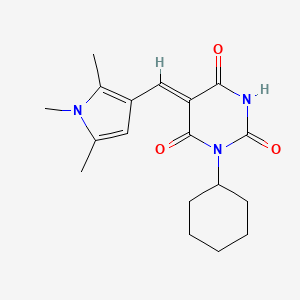 molecular formula C18H23N3O3 B5717185 1-cyclohexyl-5-[(1,2,5-trimethyl-1H-pyrrol-3-yl)methylene]-2,4,6(1H,3H,5H)-pyrimidinetrione 