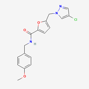 molecular formula C17H16ClN3O3 B5717210 5-[(4-chloro-1H-pyrazol-1-yl)methyl]-N-(4-methoxybenzyl)-2-furamide 