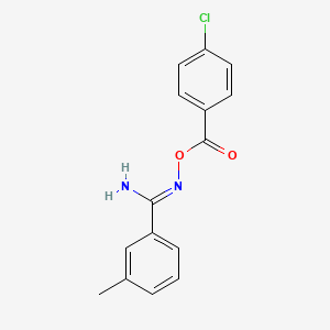 molecular formula C15H13ClN2O2 B5717502 N'-[(4-chlorobenzoyl)oxy]-3-methylbenzenecarboximidamide 