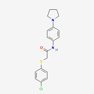 molecular formula C18H19ClN2OS B5717572 2-[(4-chlorophenyl)thio]-N-[4-(1-pyrrolidinyl)phenyl]acetamide 