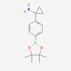 molecular formula C15H22BNO2 B571758 1-(4-(4,4,5,5-Tetramethyl-1,3,2-dioxaborolan-2-yl)phenyl)cyclopropanamine CAS No. 1218789-38-8
