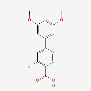 molecular formula C15H13ClO4 B571761 2-Chloro-4-(3,5-dimethoxyphenyl)benzoic acid CAS No. 1261992-00-0
