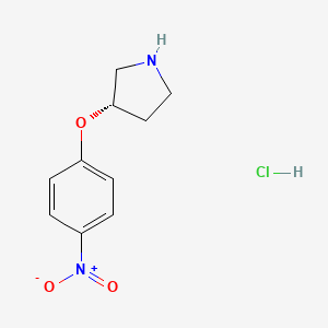 molecular formula C10H13ClN2O3 B571763 Chlorhydrate de (S)-3-(4-nitrophénoxy)pyrrolidine CAS No. 1286207-30-4