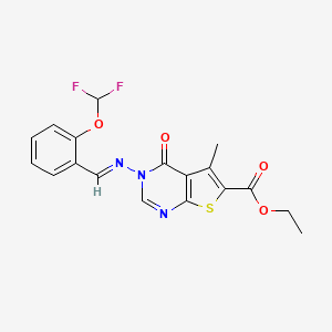 ethyl 3-{[2-(difluoromethoxy)benzylidene]amino}-5-methyl-4-oxo-3,4-dihydrothieno[2,3-d]pyrimidine-6-carboxylate
