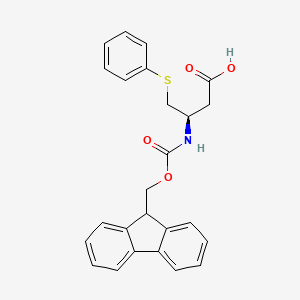 molecular formula C25H23NO4S B571770 (R)-N-Fmoc-3-amino-4-(phenylthio)butanoic acid CAS No. 1244724-97-7