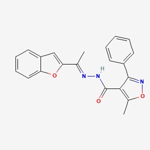 molecular formula C21H17N3O3 B5717707 N'-[1-(1-benzofuran-2-yl)ethylidene]-5-methyl-3-phenyl-4-isoxazolecarbohydrazide 