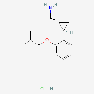 molecular formula C14H22ClNO B571783 ((1R,2R)-rel-2-(2-Isobutoxyphenyl)cyclopropyl)methanamine hydrochloride CAS No. 1344119-14-7