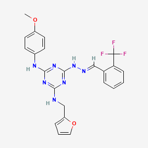 molecular formula C23H20F3N7O2 B5717833 2-(trifluoromethyl)benzaldehyde {4-[(2-furylmethyl)amino]-6-[(4-methoxyphenyl)amino]-1,3,5-triazin-2-yl}hydrazone 