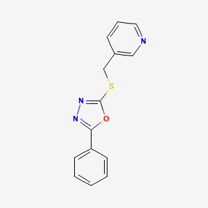 molecular formula C14H11N3OS B5717887 3-{[(5-phenyl-1,3,4-oxadiazol-2-yl)thio]methyl}pyridine 