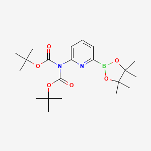 molecular formula C21H33BN2O6 B571790 6-(Di-Boc-Amino)pyridine-2-boronic acid pinacol ester CAS No. 1310384-87-2