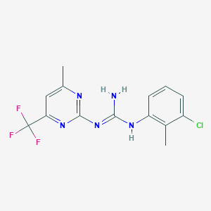 molecular formula C14H13ClF3N5 B5717930 N-(3-chloro-2-methylphenyl)-N'-[4-methyl-6-(trifluoromethyl)-2-pyrimidinyl]guanidine 