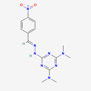 molecular formula C14H18N8O2 B5717970 4-nitrobenzaldehyde [4,6-bis(dimethylamino)-1,3,5-triazin-2-yl]hydrazone CAS No. 91892-39-6