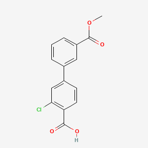 molecular formula C15H11ClO4 B571810 2-氯-4-(3-甲氧羰基苯基)苯甲酸 CAS No. 1262004-76-1