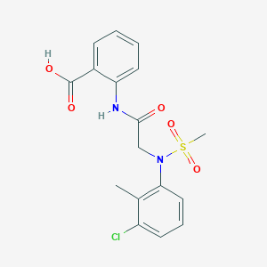 molecular formula C17H17ClN2O5S B5718122 2-{[N-(3-chloro-2-methylphenyl)-N-(methylsulfonyl)glycyl]amino}benzoic acid 
