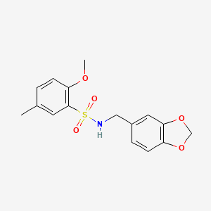 N-(1,3-benzodioxol-5-ylmethyl)-2-methoxy-5-methylbenzenesulfonamide