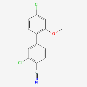 molecular formula C14H9Cl2NO B571816 2-氯-4-(4-氯-2-甲氧基苯基)苯甲腈 CAS No. 1355248-21-3