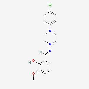 molecular formula C18H20ClN3O2 B5718233 2-({[4-(4-chlorophenyl)-1-piperazinyl]imino}methyl)-6-methoxyphenol 