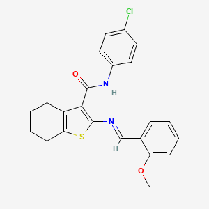 molecular formula C23H21ClN2O2S B5718240 N-(4-chlorophenyl)-2-[(2-methoxybenzylidene)amino]-4,5,6,7-tetrahydro-1-benzothiophene-3-carboxamide 