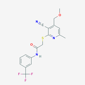 2-{[3-cyano-4-(methoxymethyl)-6-methyl-2-pyridinyl]thio}-N-[3-(trifluoromethyl)phenyl]acetamide
