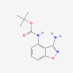 molecular formula C12H15N3O3 B571826 叔丁基(3-氨基苯并[d]异噁唑-4-基)氨基甲酸酯 CAS No. 1313712-34-3