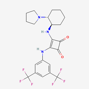molecular formula C22H23F6N3O2 B571833 3-[3,5-双(三氟甲基)苯胺基]-4-[[(1R,2R)-2-吡咯烷-1-基环己基]氨基]环丁-3-烯-1,2-二酮 CAS No. 1211565-10-4