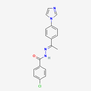molecular formula C18H15ClN4O B5718381 4-chloro-N'-{1-[4-(1H-imidazol-1-yl)phenyl]ethylidene}benzohydrazide 