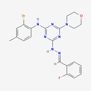 2-fluorobenzaldehyde [4-[(2-bromo-4-methylphenyl)amino]-6-(4-morpholinyl)-1,3,5-triazin-2-yl]hydrazone