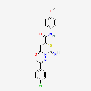 3-{[1-(4-chlorophenyl)ethylidene]amino}-2-imino-N-(4-methoxyphenyl)-4-oxo-1,3-thiazinane-6-carboxamide
