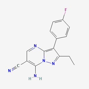 molecular formula C15H12FN5 B5718755 7-amino-2-ethyl-3-(4-fluorophenyl)pyrazolo[1,5-a]pyrimidine-6-carbonitrile 