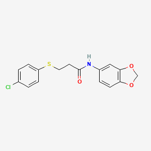 molecular formula C16H14ClNO3S B5718802 N-1,3-benzodioxol-5-yl-3-[(4-chlorophenyl)thio]propanamide 