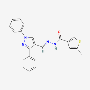 molecular formula C22H18N4OS B5718830 N'-[(1,3-diphenyl-1H-pyrazol-4-yl)methylene]-5-methyl-3-thiophenecarbohydrazide 
