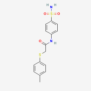 molecular formula C15H16N2O3S2 B5718837 N-[4-(aminosulfonyl)phenyl]-2-[(4-methylphenyl)thio]acetamide 