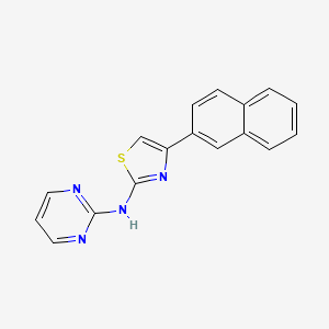molecular formula C17H12N4S B5718869 N-[4-(2-naphthyl)-1,3-thiazol-2-yl]-2-pyrimidinamine 