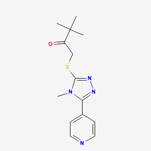 molecular formula C14H18N4OS B5718913 3,3-dimethyl-1-{[4-methyl-5-(4-pyridinyl)-4H-1,2,4-triazol-3-yl]thio}-2-butanone 