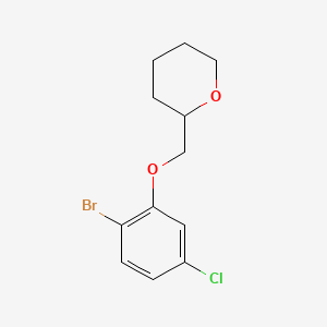 molecular formula C12H14BrClO2 B571915 1-溴-4-氯-2-(四氢吡喃-2-基甲氧基)苯 CAS No. 1257664-96-2