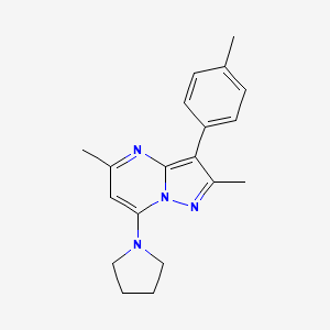 molecular formula C19H22N4 B5719251 2,5-dimethyl-3-(4-methylphenyl)-7-(1-pyrrolidinyl)pyrazolo[1,5-a]pyrimidine 