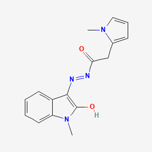 molecular formula C16H16N4O2 B5719289 N'-(1-methyl-2-oxo-1,2-dihydro-3H-indol-3-ylidene)-2-(1-methyl-1H-pyrrol-2-yl)acetohydrazide 